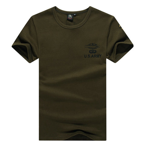 Military Cotton Solid Color Short Sleeve T Shirt